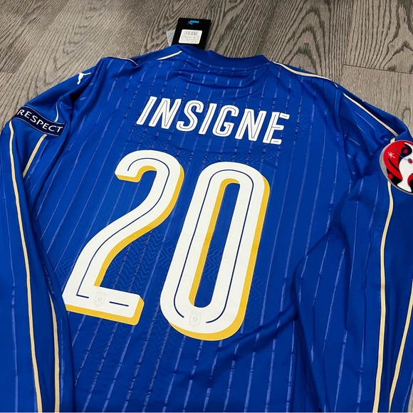 Italy Puma Authentic Long Sleeves ACTV Jersey EURO 2016 Insigne #20 BNWT - Picture 8 of 10